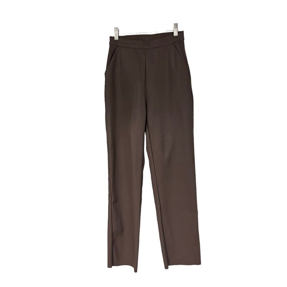 Sage the Label Tan Faux Vegan leather High-Rise Straight Leg Pants Size XS